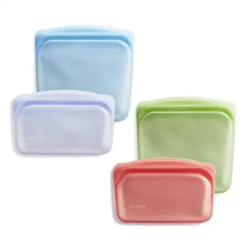 Stasher Premium Silicone Reusable Food Storage Bags, 4-Pack, Rainbow | Multi-Use Food Storage Bags, Lunch Bag, Travel Containers | BPA Free, Leak-free, Dishwasher-Safe, Eco-friendly