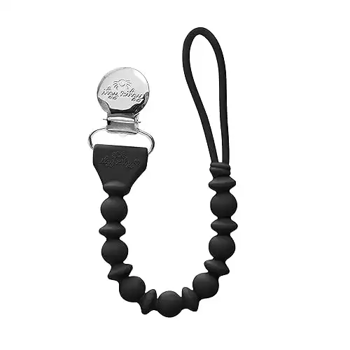 Itzy Ritzy Silicone Pacifier Clip 100% Food Grade Silicone Pacifier Strap with Clip Keeps Pacifiers, Teethers & Small Toys in Place Features One-Piece Design & Silicone Cord (Midnight)