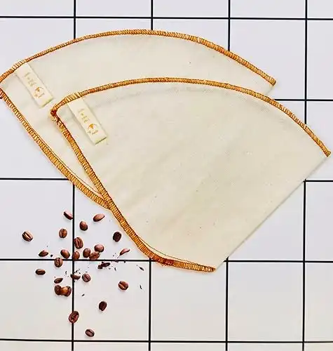 Reusable Organic Cotton Coffee Filters (2 Packs, No:4) Cotton Coffee Filter Sock, Washable Coffee Filter Bag, 100% Cotton, For Coffee Machines (2 Packs, no:4)